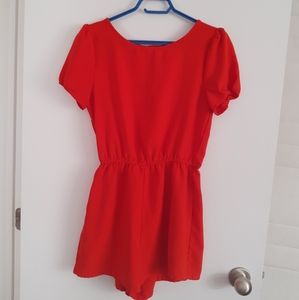 Very bright red, jumpsuit